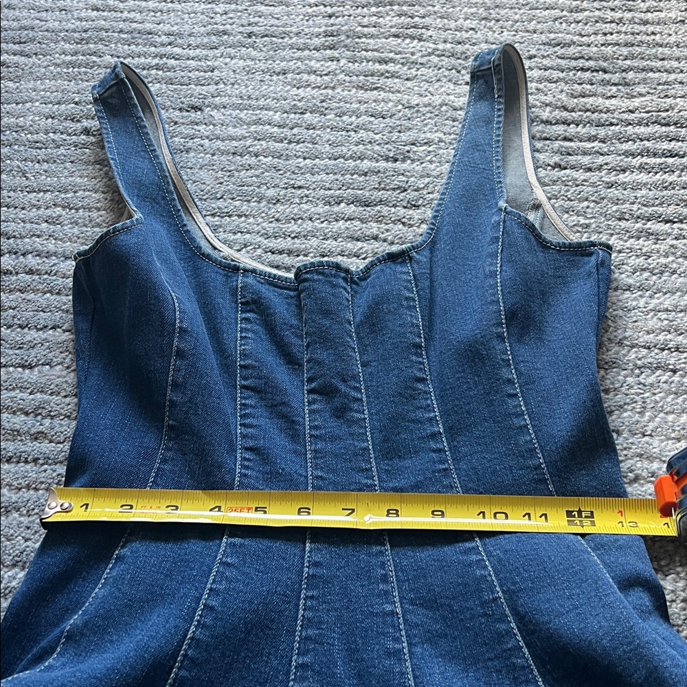 STAUD Mini Wells Dark Blue Denim Sleeveless A-Line Dress - Picture 16 of 16